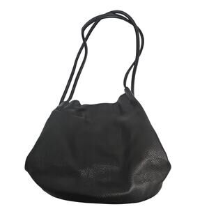 Iswee Black Pebbled Genuine Leather Bucket Double Strap Shoulder Hobo Bag Trendy